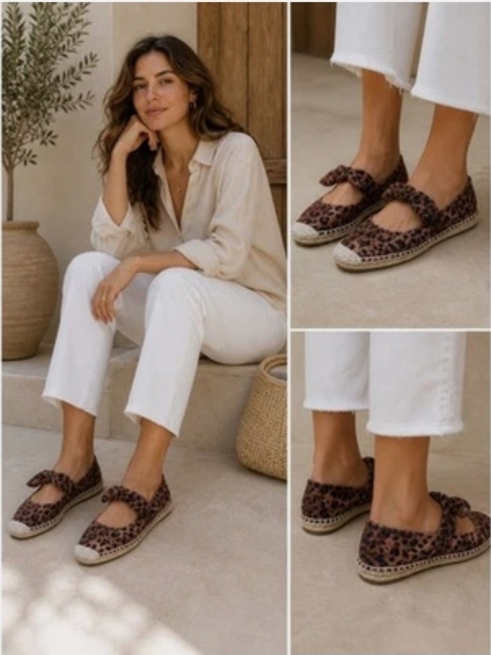 Jessica Simpson Lyera Leopard Print Mary Jane Espadrille Flats - Brown/Tan